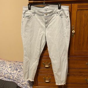 Loft Modern Slit Frayed Skinny Crop Jeans